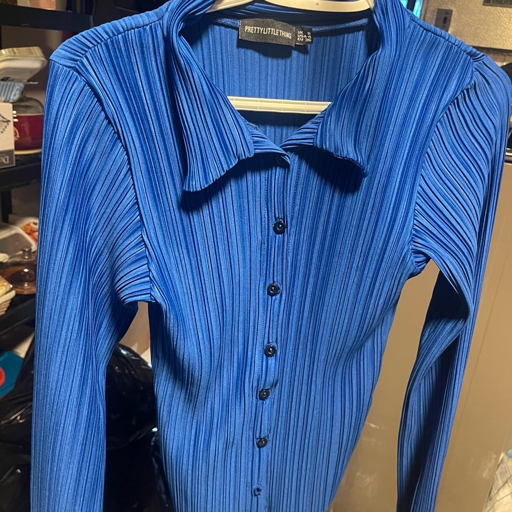 PrettyLittleThing Royal Blue Ribbed Top